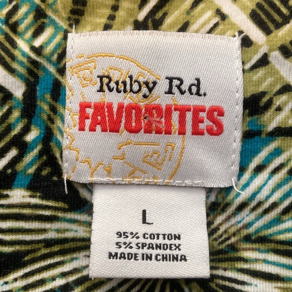 🌺Ruby RD Favorites Women’s Multicolor Tropical Short Sleeve top size large - Picture 4 of 6